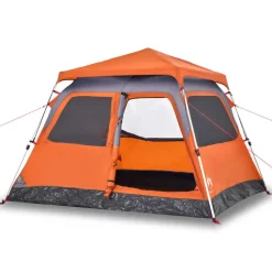 vidaXL 4-personers campingtelt kuppel quick-release grå og orange