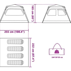 vidaXL 4-personers campingtelt kuppel quick-release grå og orange