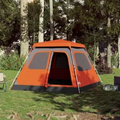 vidaXL 4-personers campingtelt kuppel quick-release grå og orange
