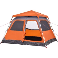 vidaXL 4-personers campingtelt kuppel quick-release grå og orange