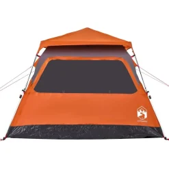 vidaXL 4-personers campingtelt kuppel quick-release grå og orange