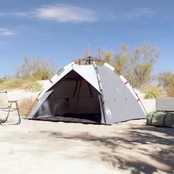 vidaXL 3-personers campingtelt vandtæt quick-release grå