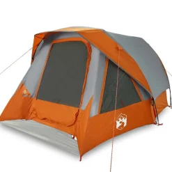 vidaXL 4-personers campingtelt vandtæt grå og orange
