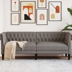 vidaXL 3-personers Chesterfield-sofa stof gråbrun