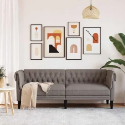 vidaXL 3-personers Chesterfield-sofa stof gråbrun