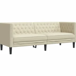 vidaXL 3-personers Chesterfield-sofa kunstlæder sort