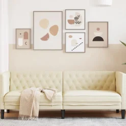 vidaXL 3-personers Chesterfield-sofa kunstlæder sort