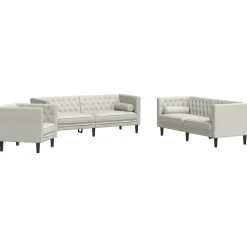 vidaXL 3-personers Chesterfield-sofasæt med puder fløjl cremefarvet