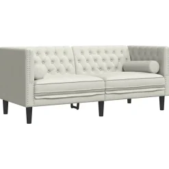 vidaXL 2-personers Chesterfield-sofa m. bolsterpuder fløjl cremefarvet