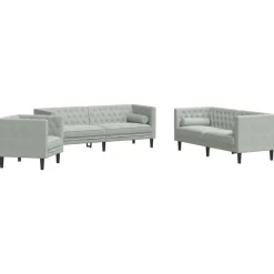 vidaXL 3-personers Chesterfield-sofasæt med puder fløjl lysegrå