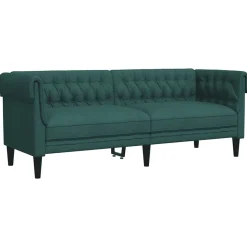 vidaXL 3-personers Chesterfield-sofa stof mørkegrøn