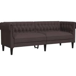 vidaXL 3-personers Chesterfield-sofa stof mørkebrun