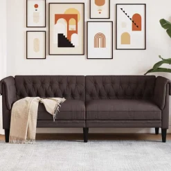 vidaXL 3-personers Chesterfield-sofa stof mørkebrun