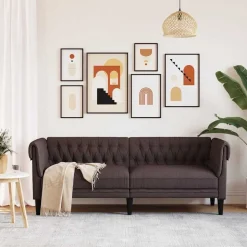 vidaXL 3-personers Chesterfield-sofa stof mørkebrun