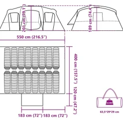 vidaXL 16-personers familietelt tunnel vandtæt grøn