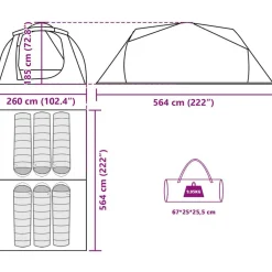 vidaXL 6-personers familietelt tunnel vandtæt grøn