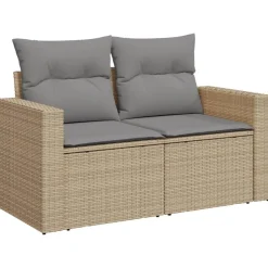vidaXL 2-personers havesofa med hynder polyrattan beige