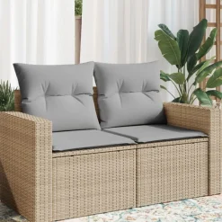 vidaXL 2-personers havesofa med hynder polyrattan beige