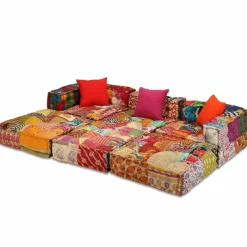 vidaXL 3-personers modulpuf stof patchwork