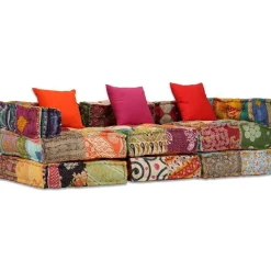 vidaXL 3-personers modulpuf stof patchwork