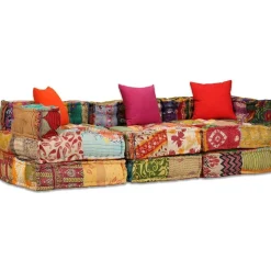 vidaXL 3-personers modulpuf stof patchwork
