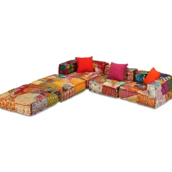 vidaXL 3-personers modulpuf stof patchwork