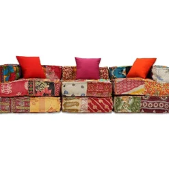 vidaXL 3-personers modulpuf stof patchwork