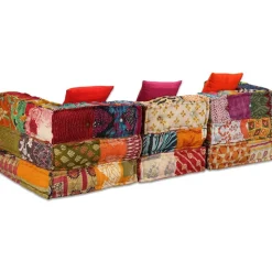 vidaXL 3-personers modulpuf stof patchwork