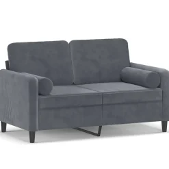 vidaXL 2-personers sofa med pyntepuder 120 cm velour mørkegrå