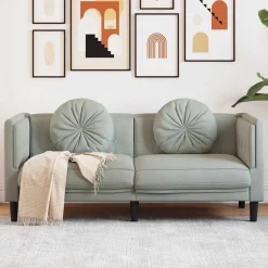 vidaXL 2-personers sofa med hynder velour lysegrå
