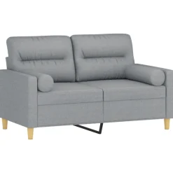 vidaXL 2-personers sofa med pyntepuder 120 cm stof lysegrå
