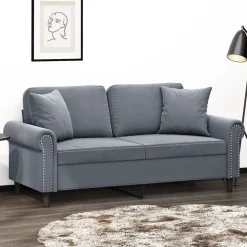 vidaXL 2-personers sofa med pyntepuder 140 cm velour mørkegrå