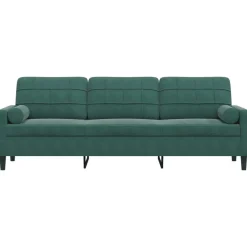 vidaXL 3-personers sofa med pyntepuder 210 cm fløjl mørkegrøn