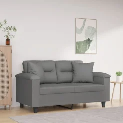 vidaXL 2-personers sofa med puder 120 cm mikrofiberstof mørkegrå