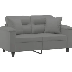 vidaXL 2-personers sofa med puder 120 cm mikrofiberstof mørkegrå