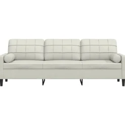 vidaXL 3-personers sofa med pyntepuder 210 cm velour cremefarvet