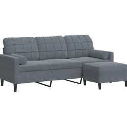 vidaXL 3-personers sofa med fodskammel 180 cm velour Mørkegrå