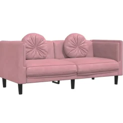 vidaXL 2-personers sofa med hynder velour lyserød