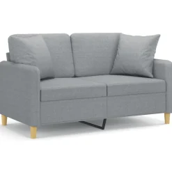 vidaXL 2-personers sofa med pyntepuder 120 cm stof lysegrå