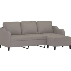 vidaXL 3-personers sofa med fodskammel 180 cm stof Gråbrun