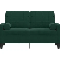 vidaXL 2-personers sofa med pyntepuder 120 cm velour mørkegrøn