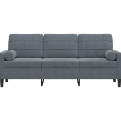 vidaXL 3-personers sofa med pyntepuder 180 cm velour mørkegrå