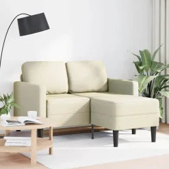 vidaXL 2-personers sofa med chaiselong L-formet 125cm kunstlæder creme