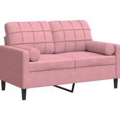 vidaXL 2-personers sofa med pyntepuder 120 cm velour pink