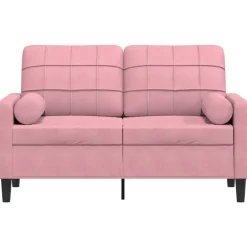 vidaXL 2-personers sofa med pyntepuder 120 cm velour pink