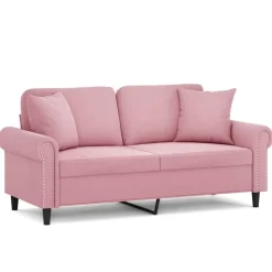 vidaXL 2-personers sofa med pyntepuder 140 cm velour pink