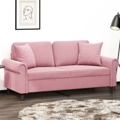 vidaXL 2-personers sofa med pyntepuder 140 cm velour pink