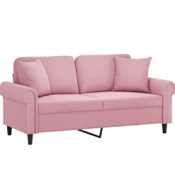 vidaXL 2-personers sofa med pyntepuder 140 cm velour pink