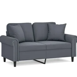 vidaXL 2-personers sofa med pyntepuder 120 cm velour mørkegrå