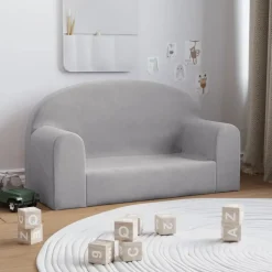 vidaXL 2-personers sofa til børn blødt plys lysgrå